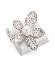 Silver Blossom with White Pearl Brooch Decorated Chocolate